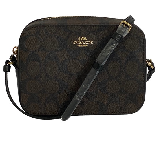 Coach Signature Canvas Mini Camera Bag for Women, Black/Brown - Picture 2 of 11